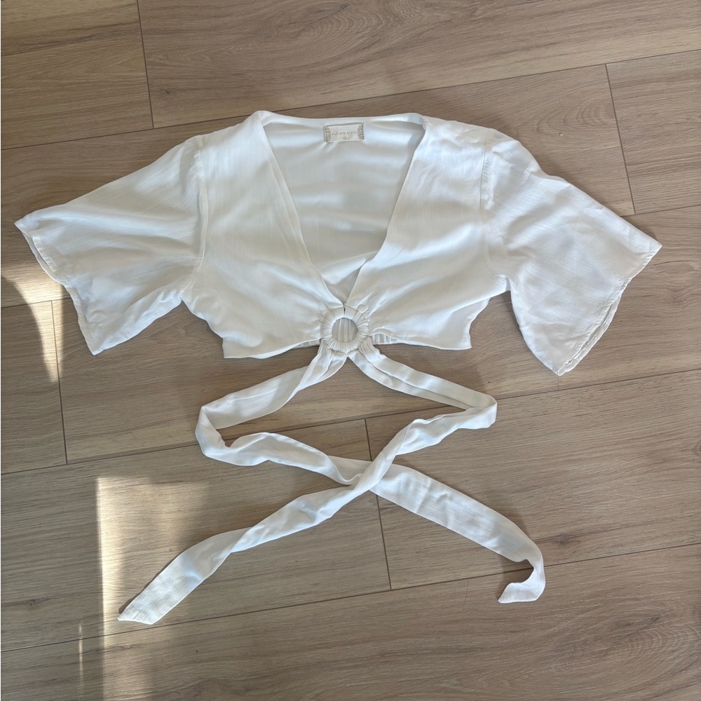 Altar'd State Cream Wrap Blouse